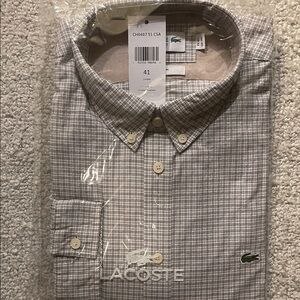 Lacoste Men's Resine/Blanc Button Down Shirt, Brand New with Tags, Lacoste Logo